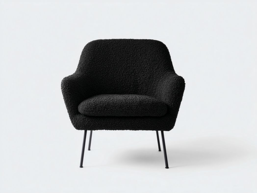 Fauteuil blanc en mélange de polyester avec pieds en métal noir