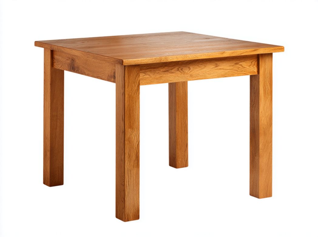 Table à manger carrée en bois massif brun clair