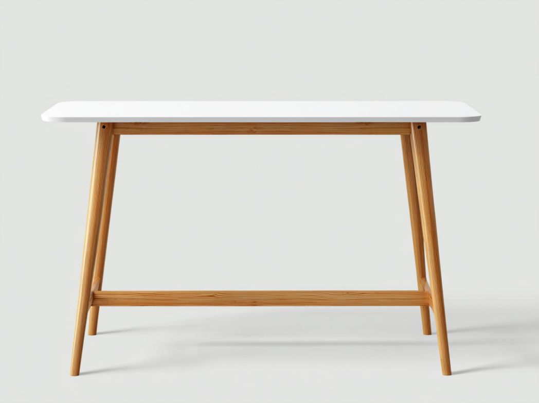 Table à manger blanche avec structure en bois clair