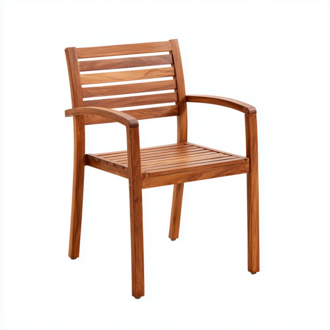 Chaise de jardin marron en bois avec accoudoirs