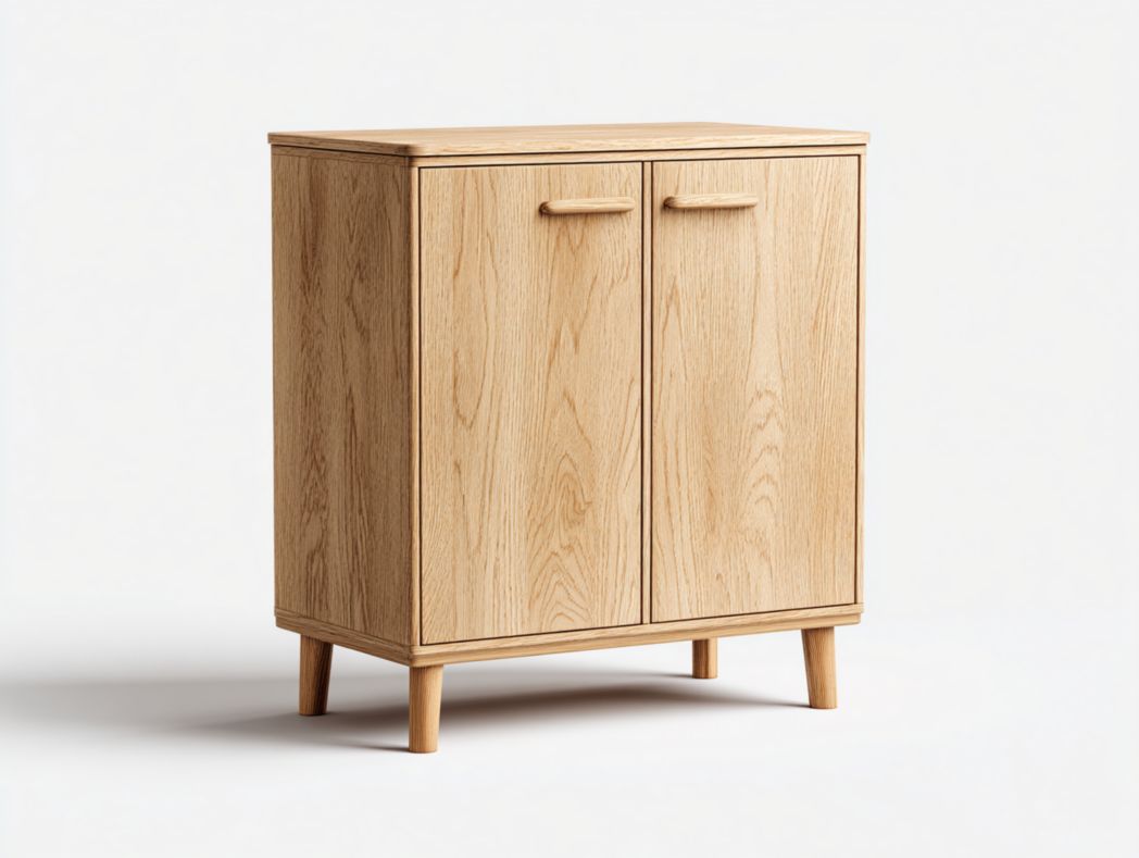 Meuble à chaussures en bois brun clair à deux portes