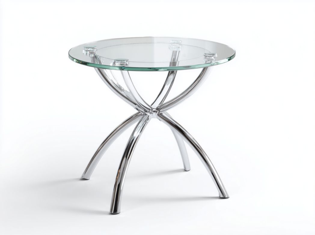 Table d'appoint ronde en verre transparent