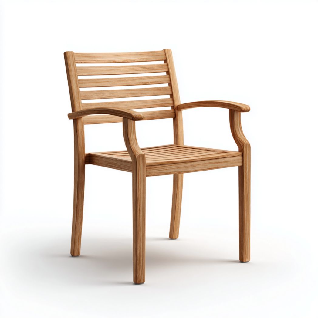 Chaise de jardin en bois massif brun clair avec accoudoirs