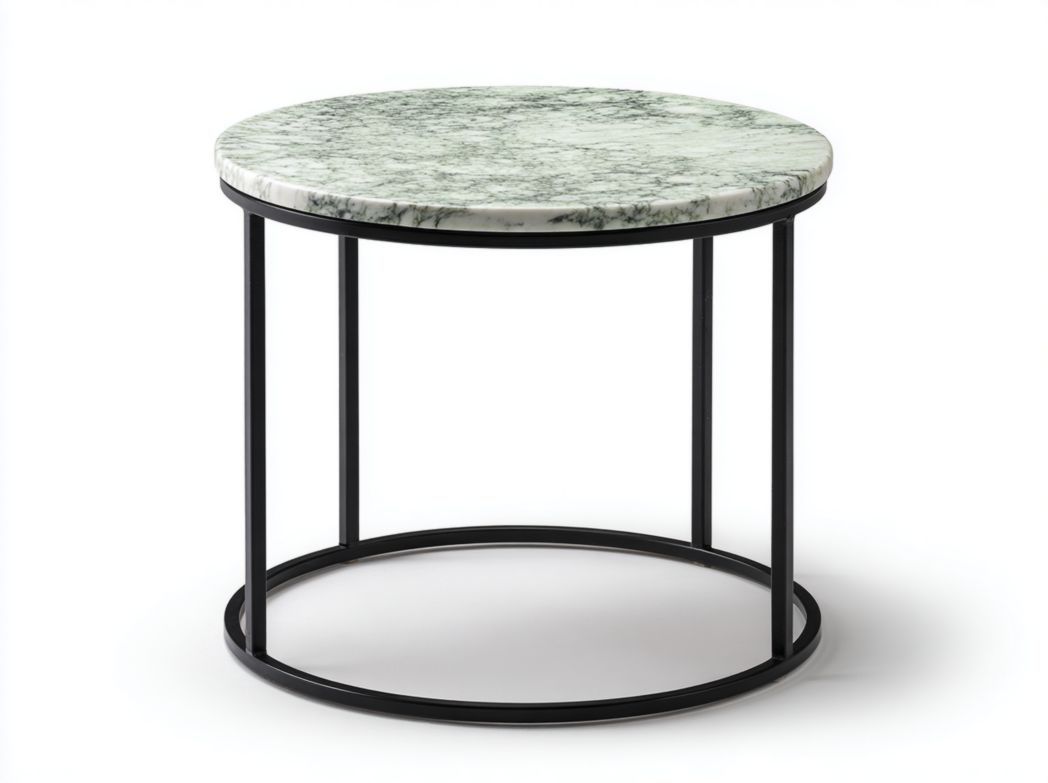 Table d'appoint ronde en marbre vert clair