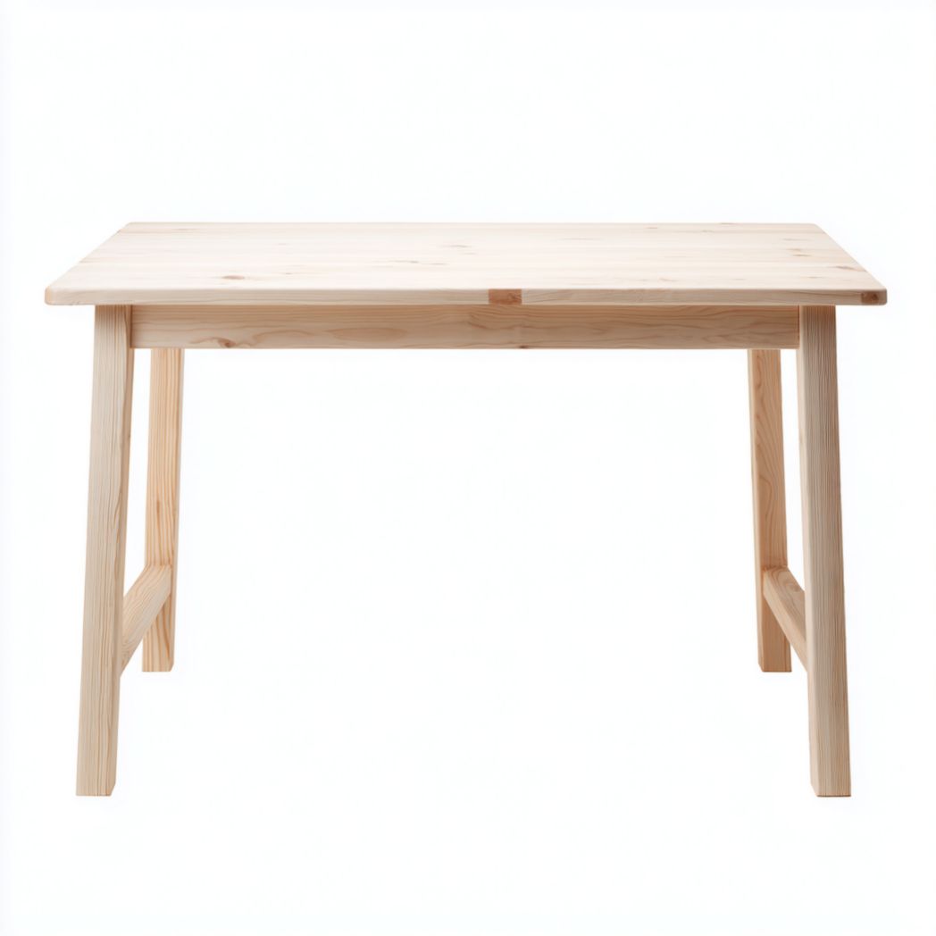 Table de jardin rectangulaire en bois massif beige clair avec pieds inclinés