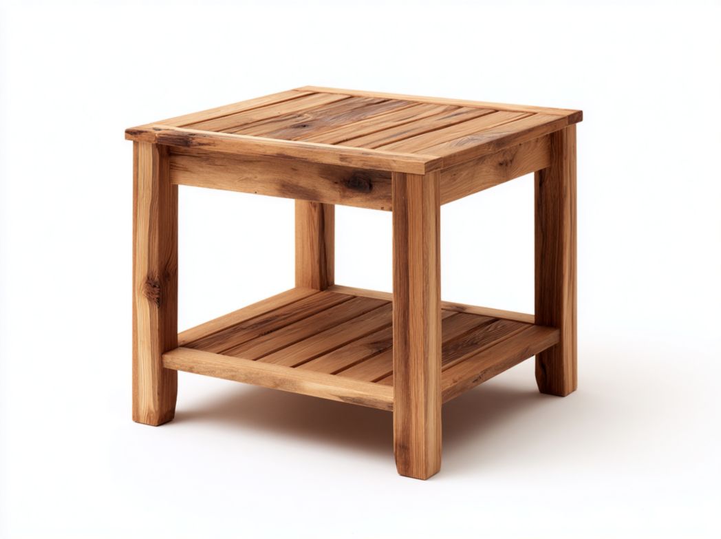 Table d'appoint carrée en bois massif brun clair
