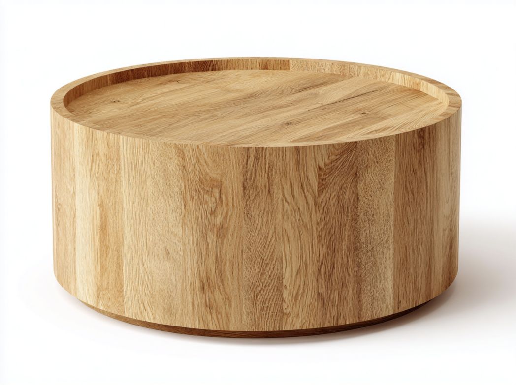 Table basse ronde brun clair