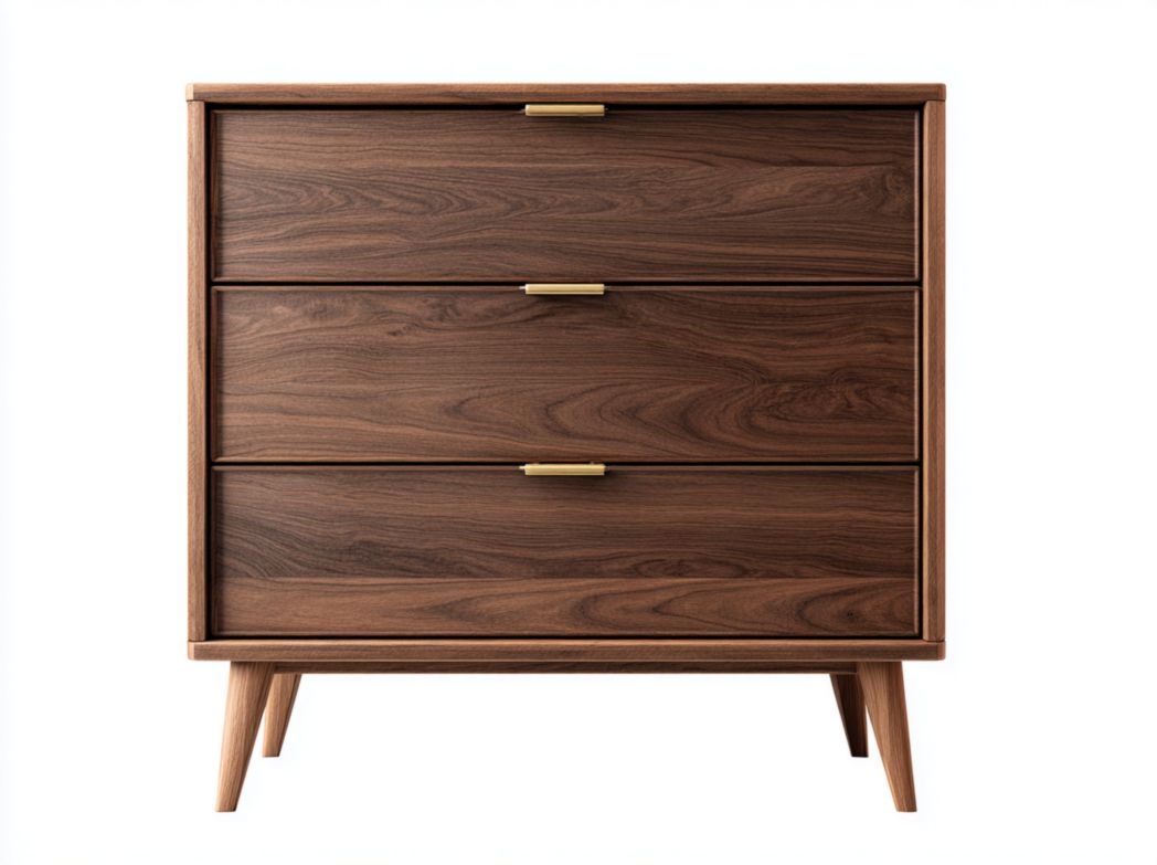 Meuble à chaussures en bois brun foncé à trois tiroirs