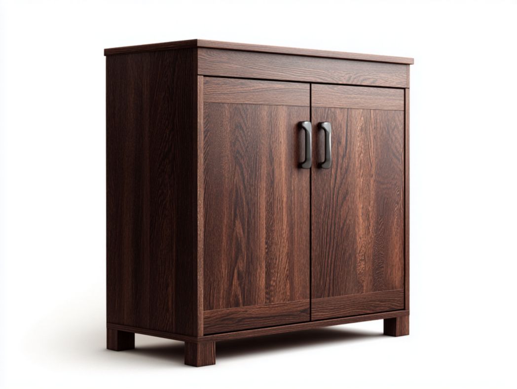 Meuble à chaussures en bois massif brun foncé à deux portes