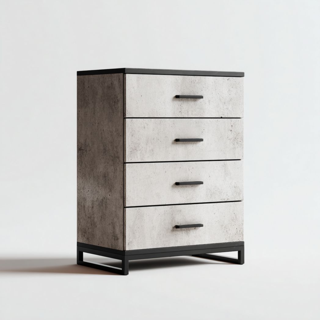 Commode à quatre tiroirs avec effet béton