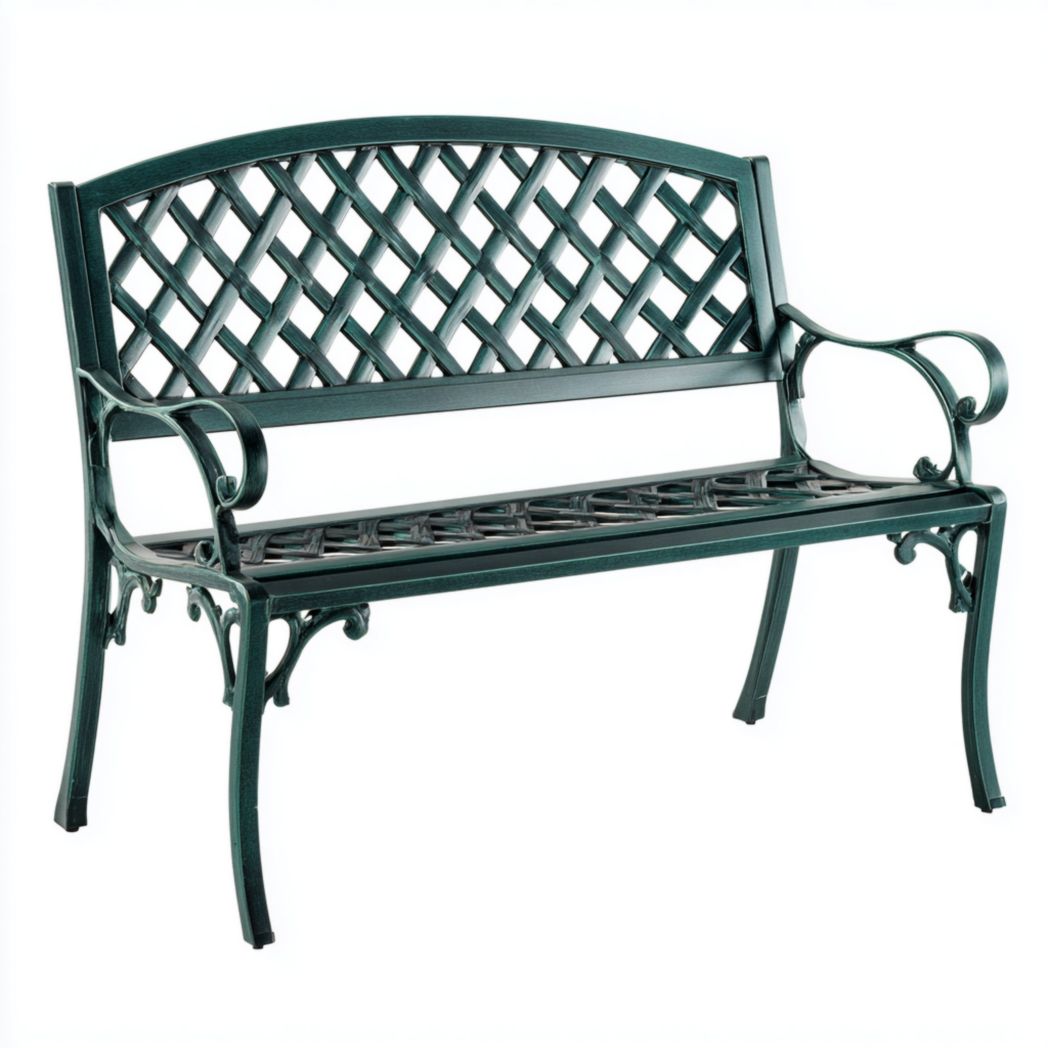 Banc de jardin en aluminium moulé vert foncé