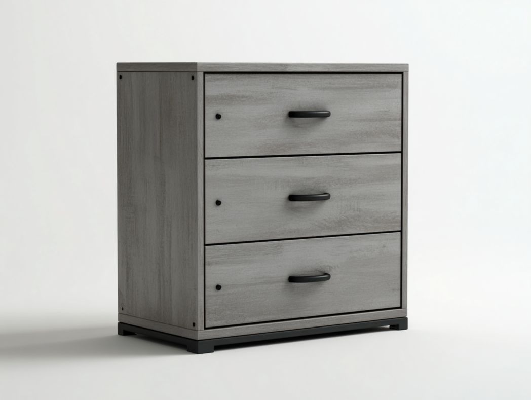 Meuble à chaussures en bois massif gris à trois tiroirs