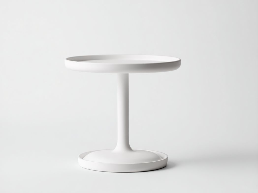 Table d'appoint ronde en métal blanc