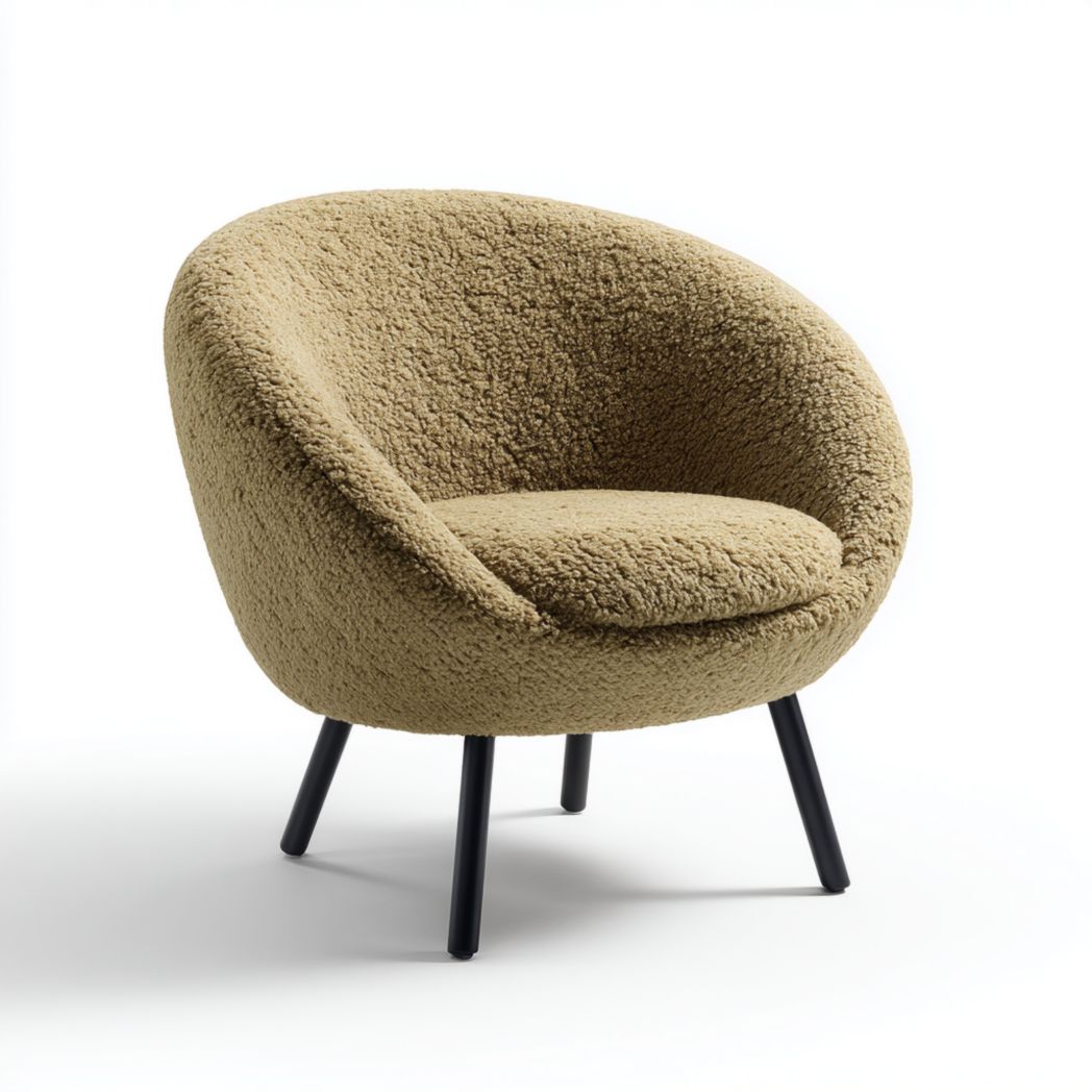 Fauteuil en daim mélangé polyester vert olive avec pieds en métal noir