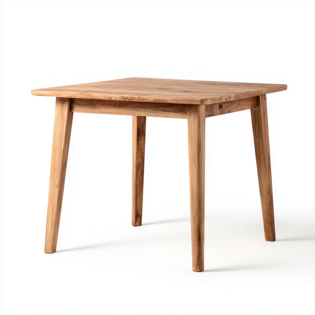 Table de jardin en bois massif brun clair à pieds inclinés