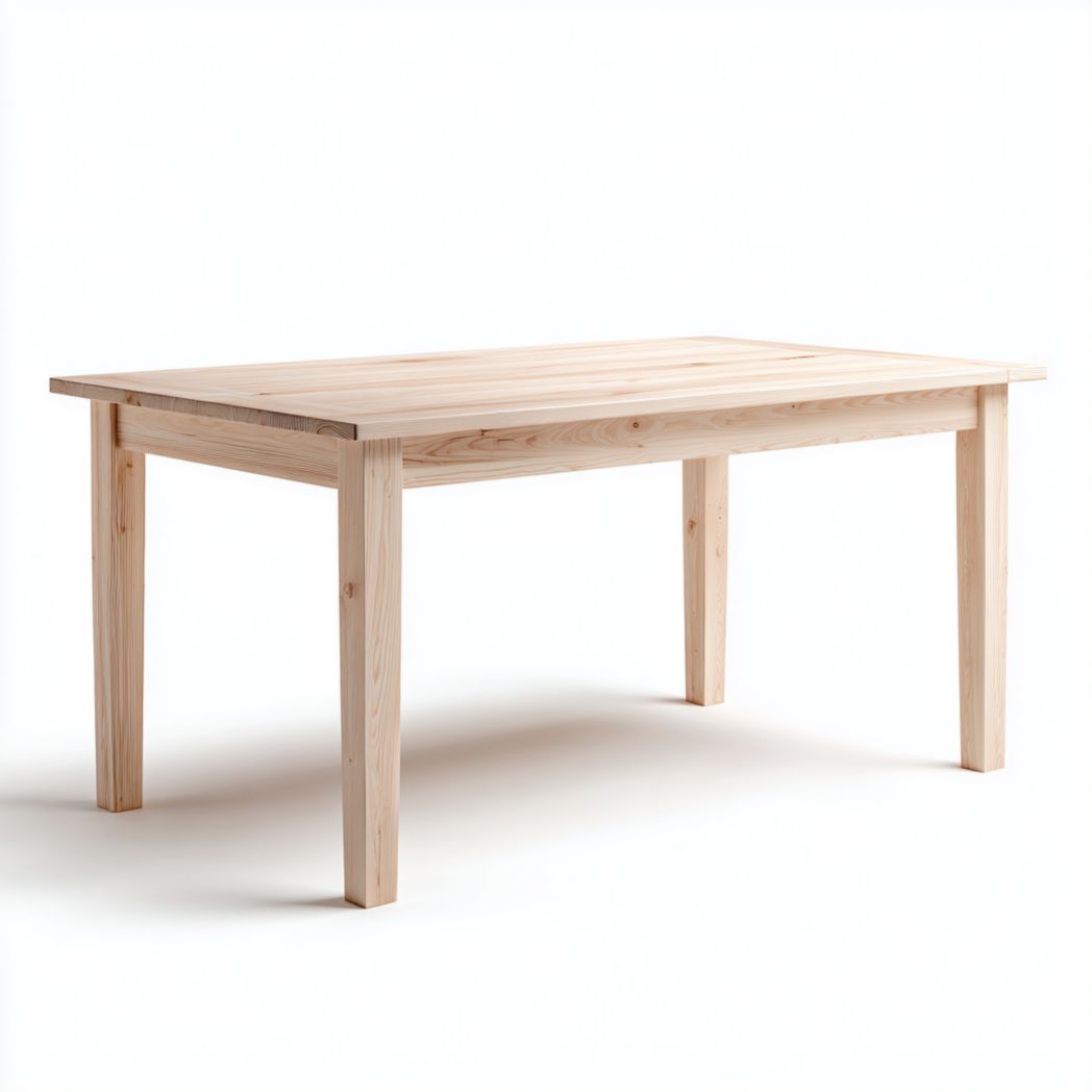 Table de jardin rectangulaire en bois massif beige clair à pieds droits