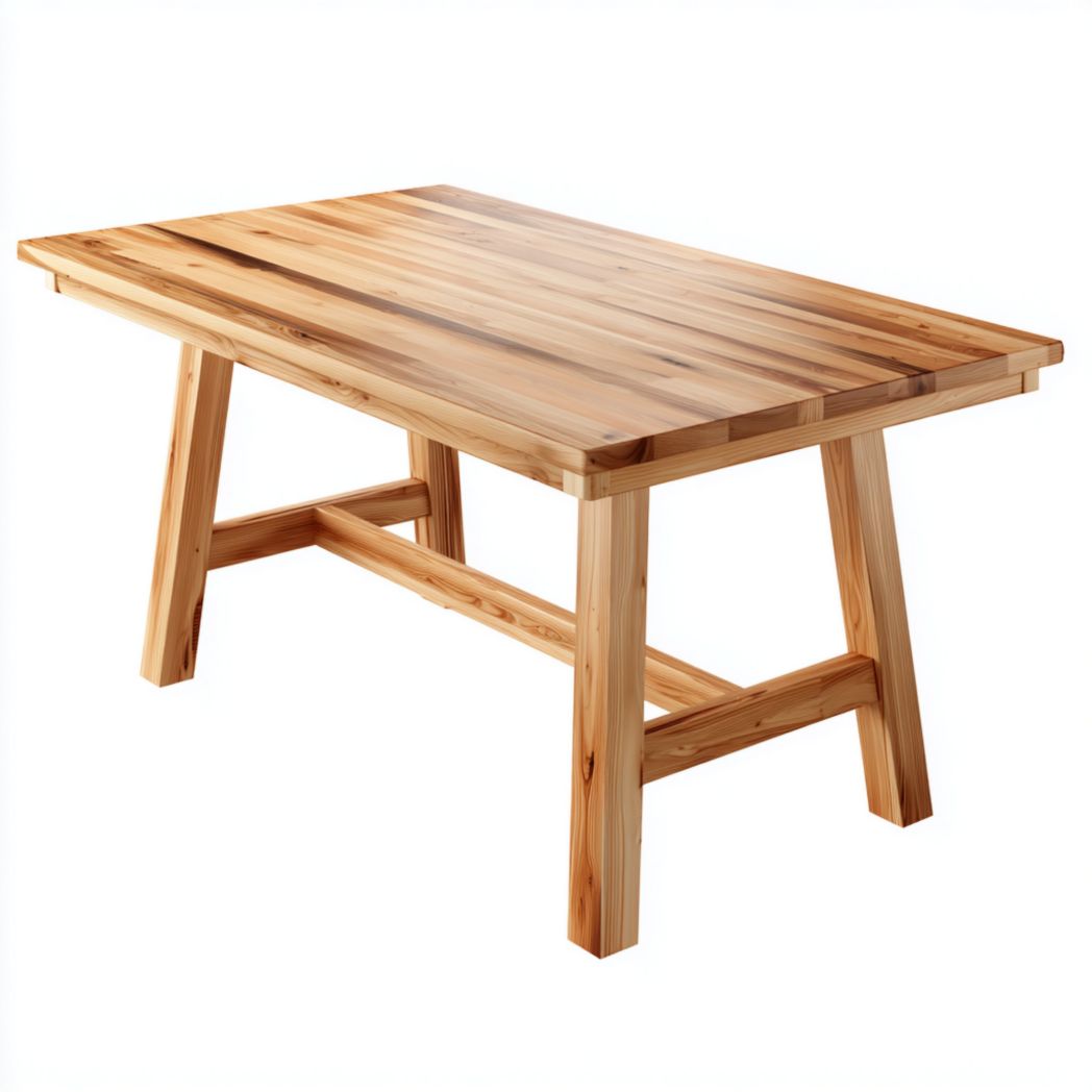 Table de jardin en bois massif brun clair à pieds inclinés