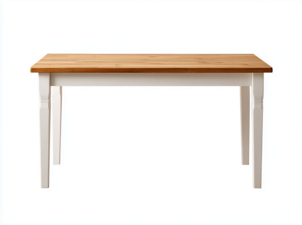 Table à manger brun clair avec structure blanche