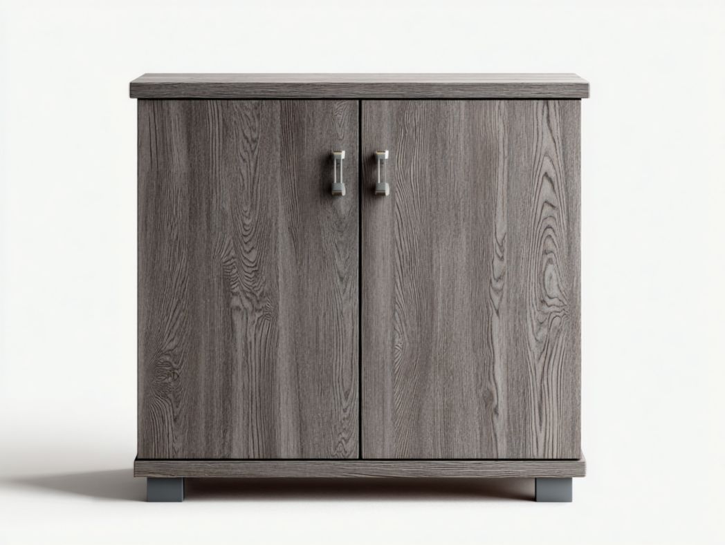 Meuble à chaussures en bois massif brun gris à deux portes