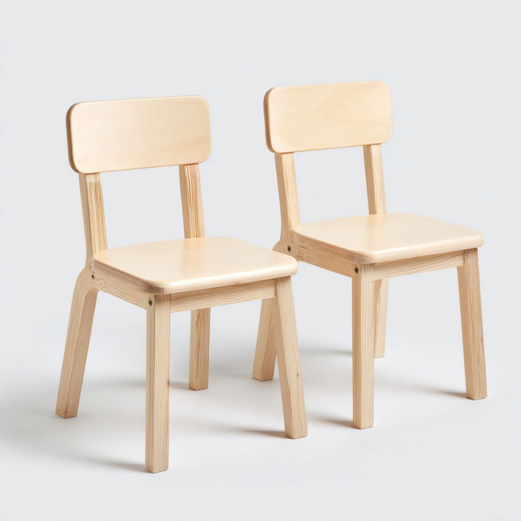 Lot de 2 chaises de jardin en bois massif, brun clair