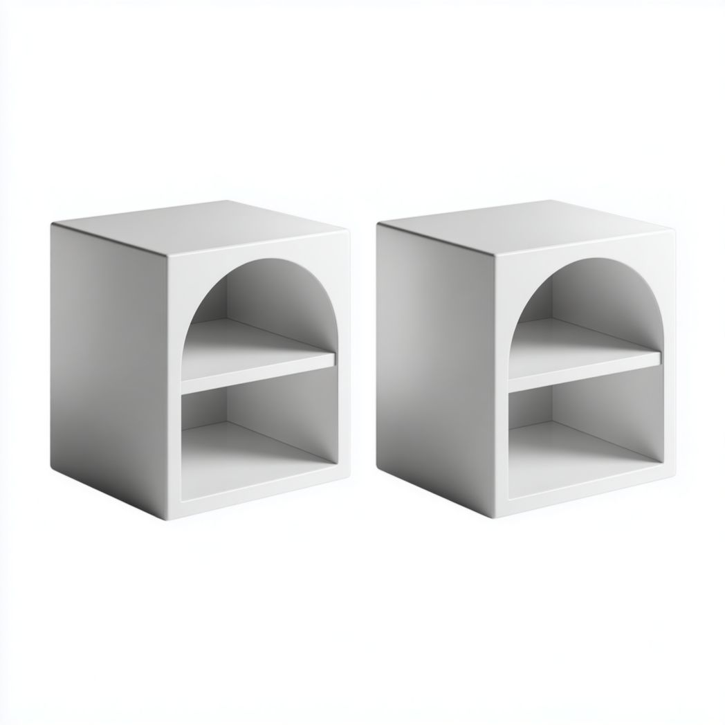 Lot de 2 tables de chevet blanches avec niche ouverte en forme d’arche