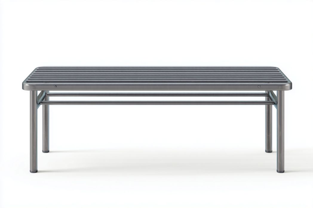 Banc de jardin en métal gris argenté 2 places