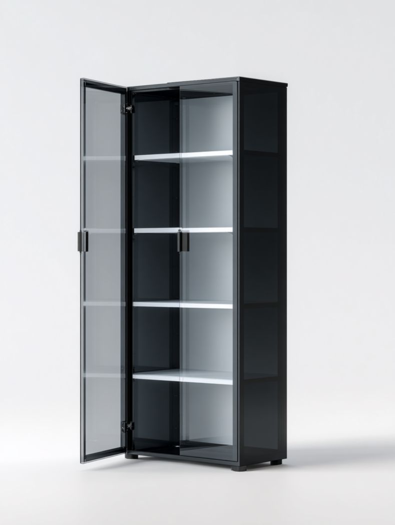 Vitrine noire à deux portes en verre