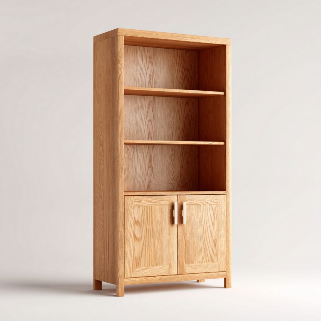 Bibliothèque en bois massif avec portes de rangement