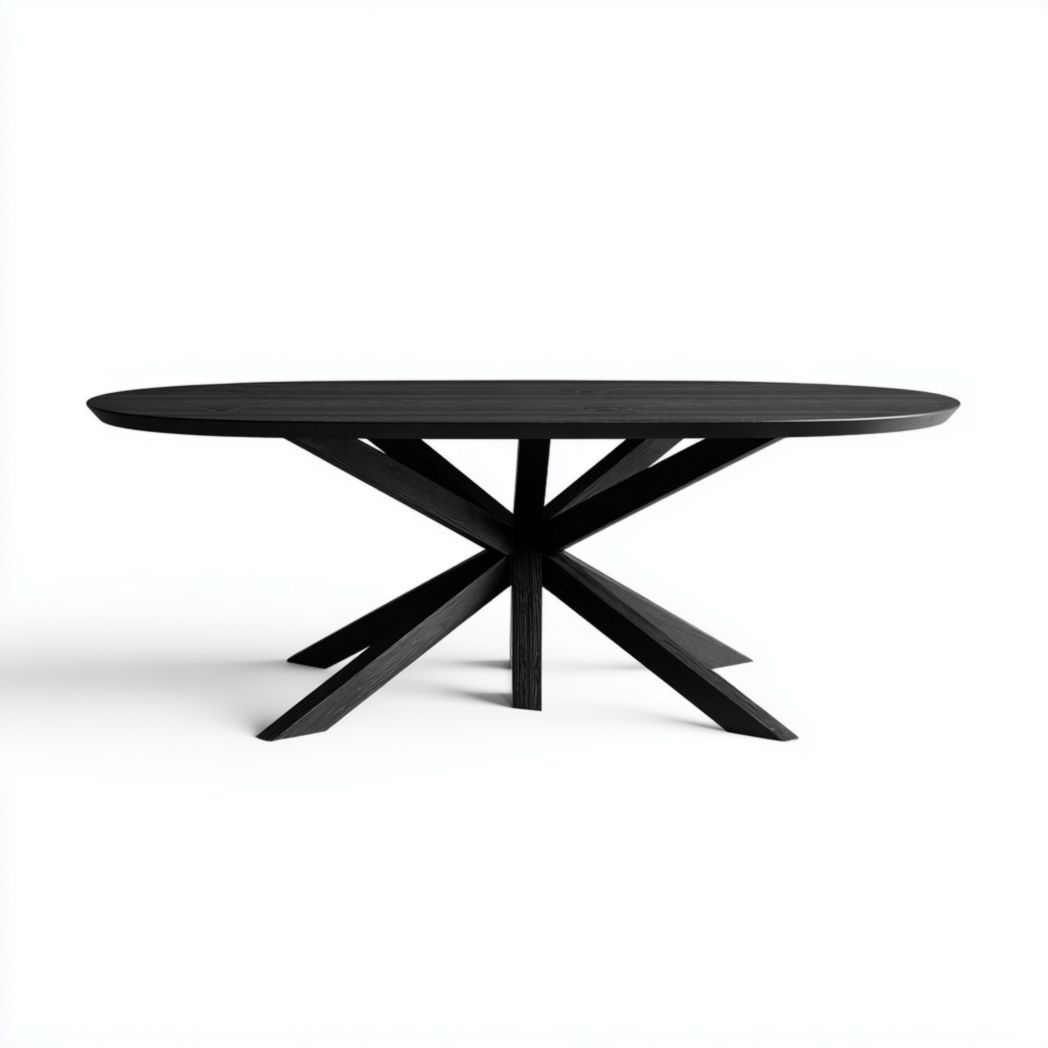 Table à manger ovale noire avec pieds en forme d’étoile