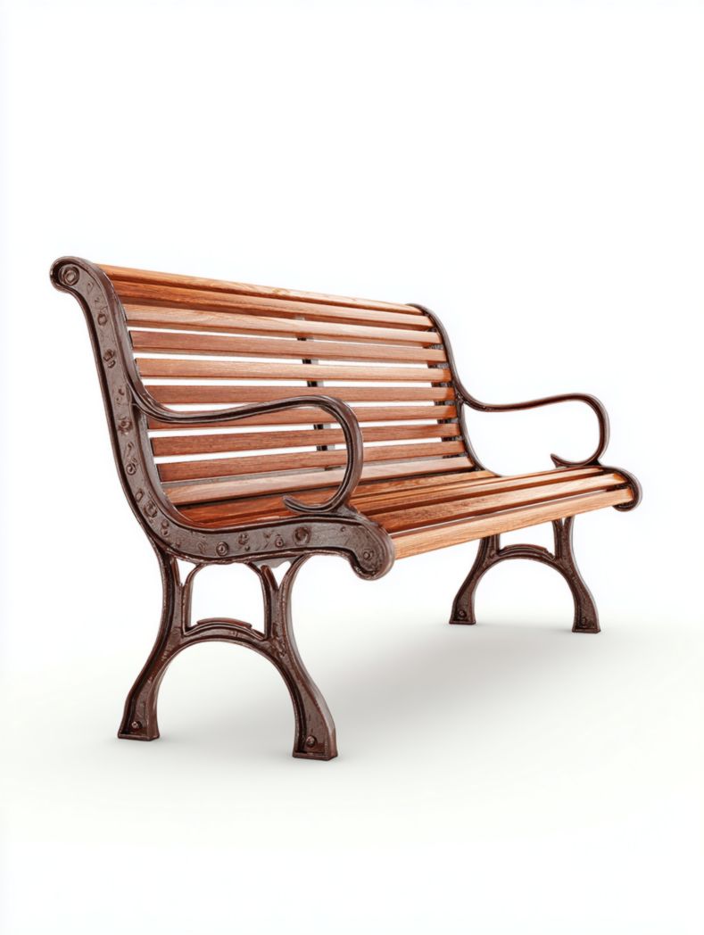 Banc en bois et fer forgé