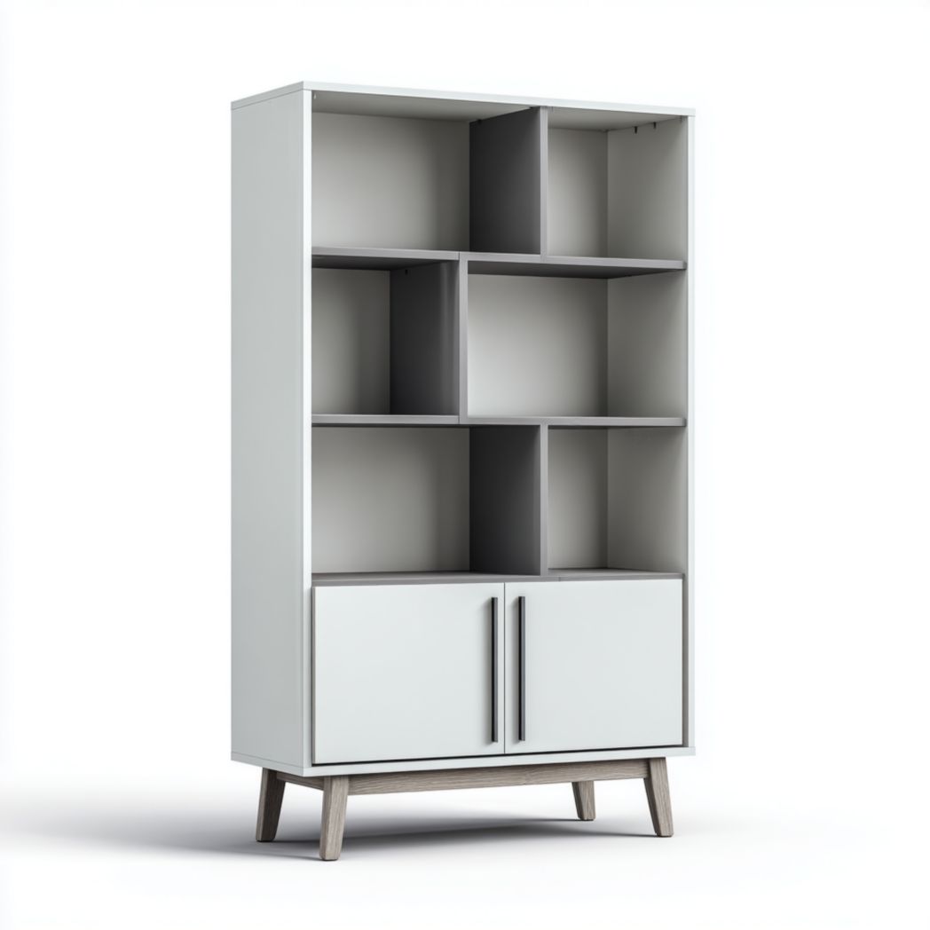 Bibliothèque à compartiments avec portes de rangement
