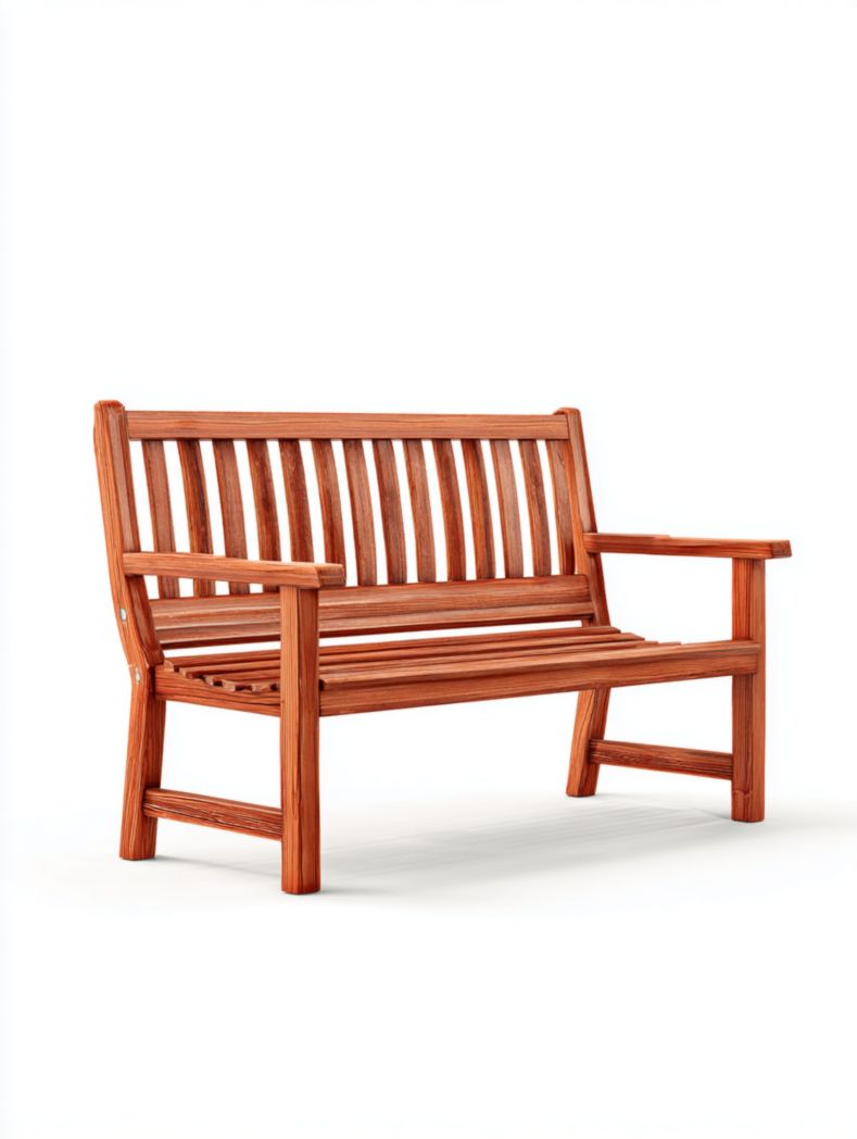 Banc en bois massif brun clair avec dossier