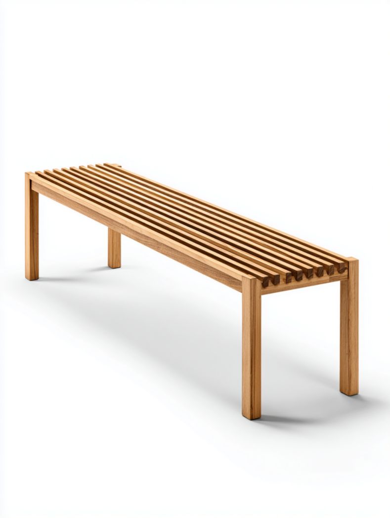 Banc d’assise en bois massif brun clair