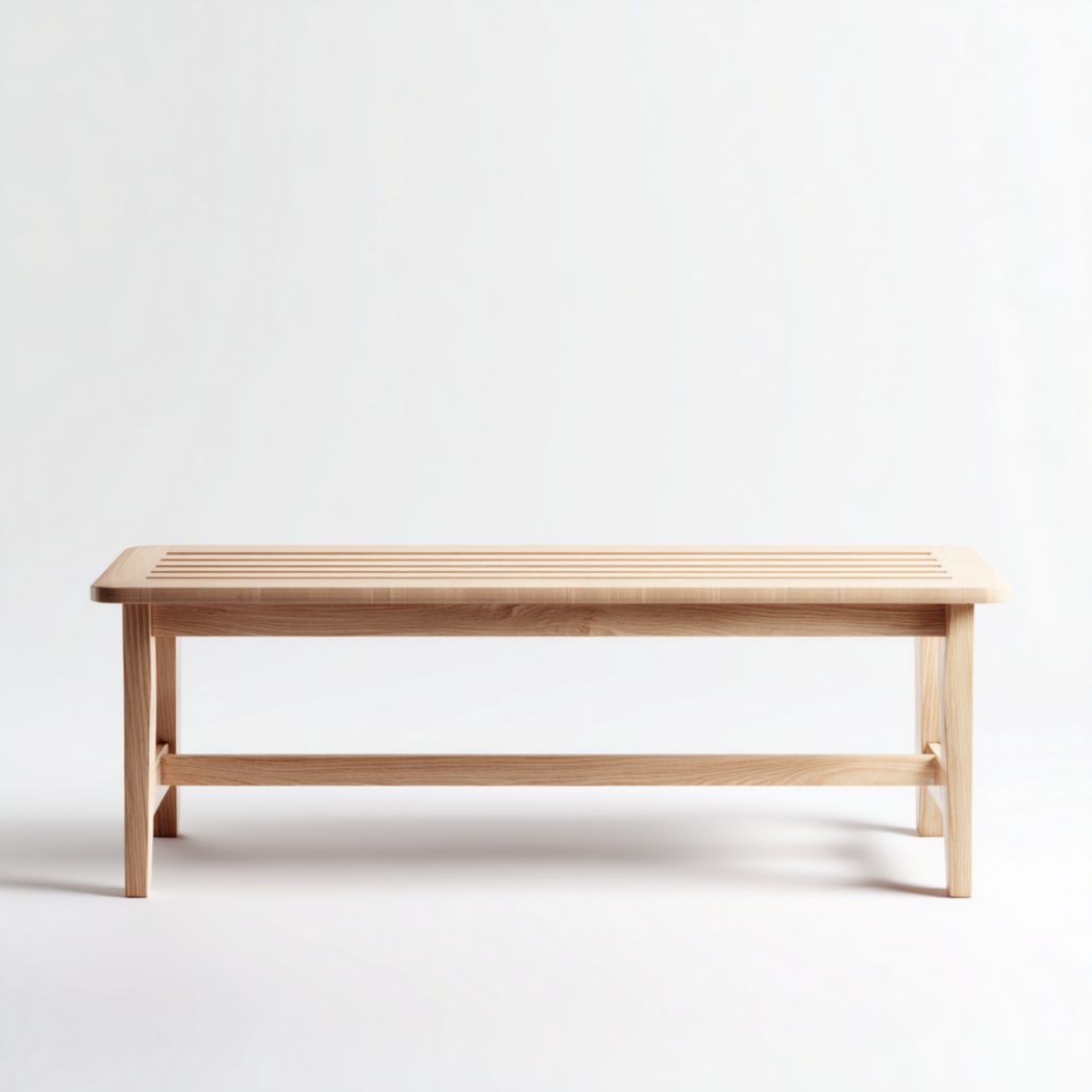 Banc long en bois massif brun clair