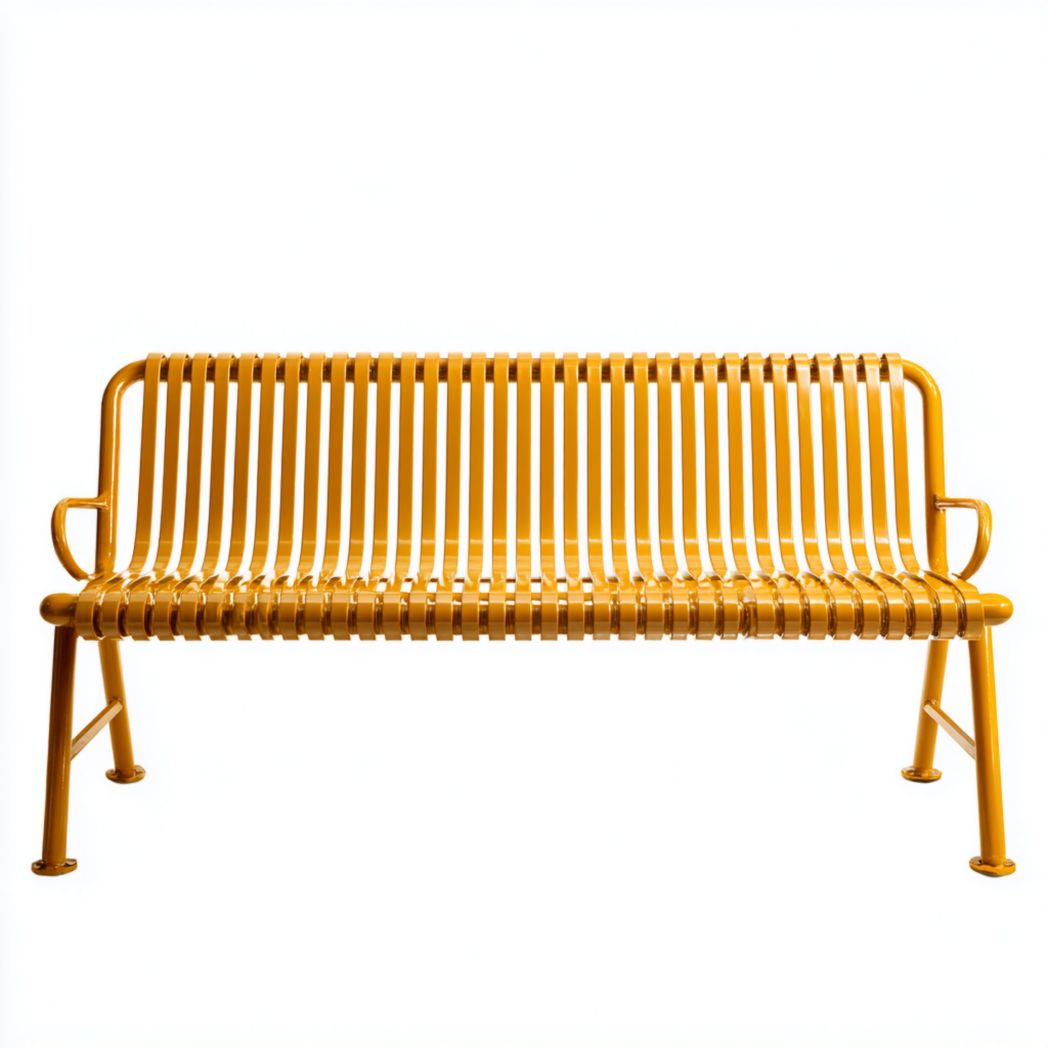 Banc de jardin en métal jaune 2 places