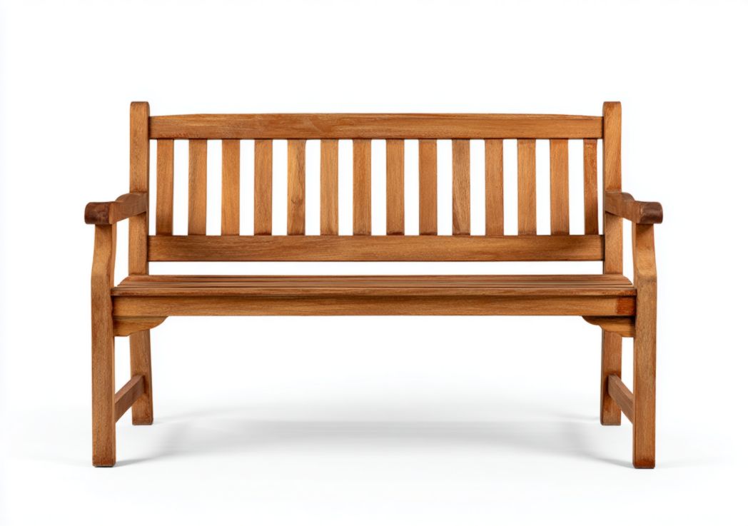 Banc en bois châtain clair avec dossier 2 places