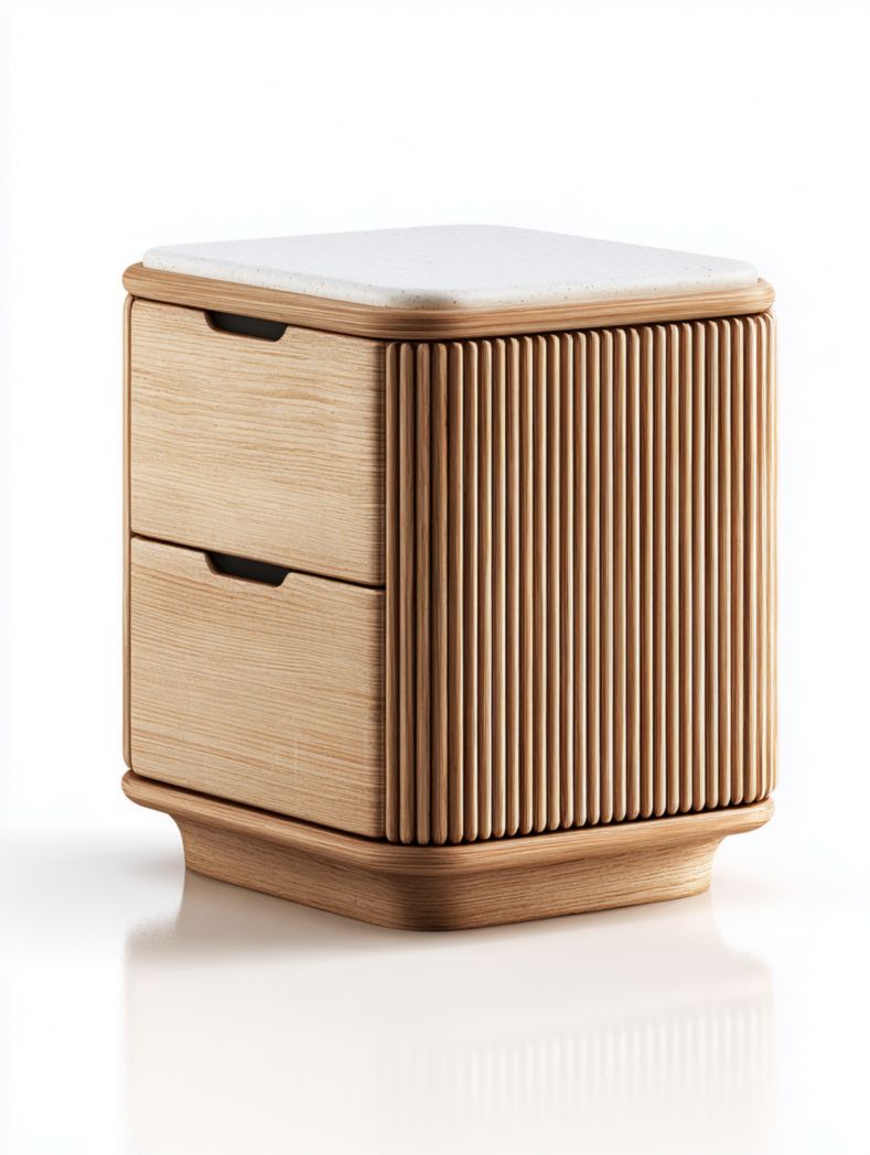 Table de chevet en bois à deux niveaux avec tiroirs