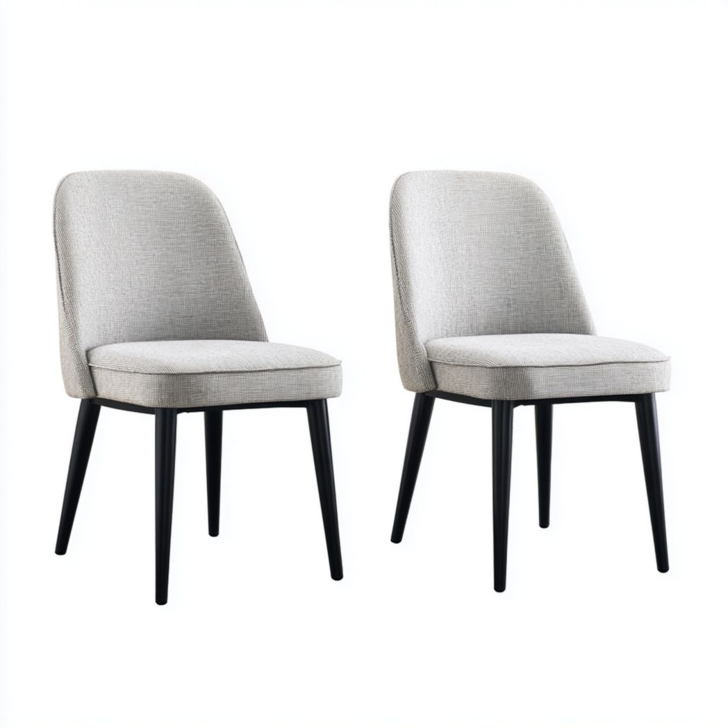 Lot de 2 chaises en tissu gris clair avec pieds métalliques noirs