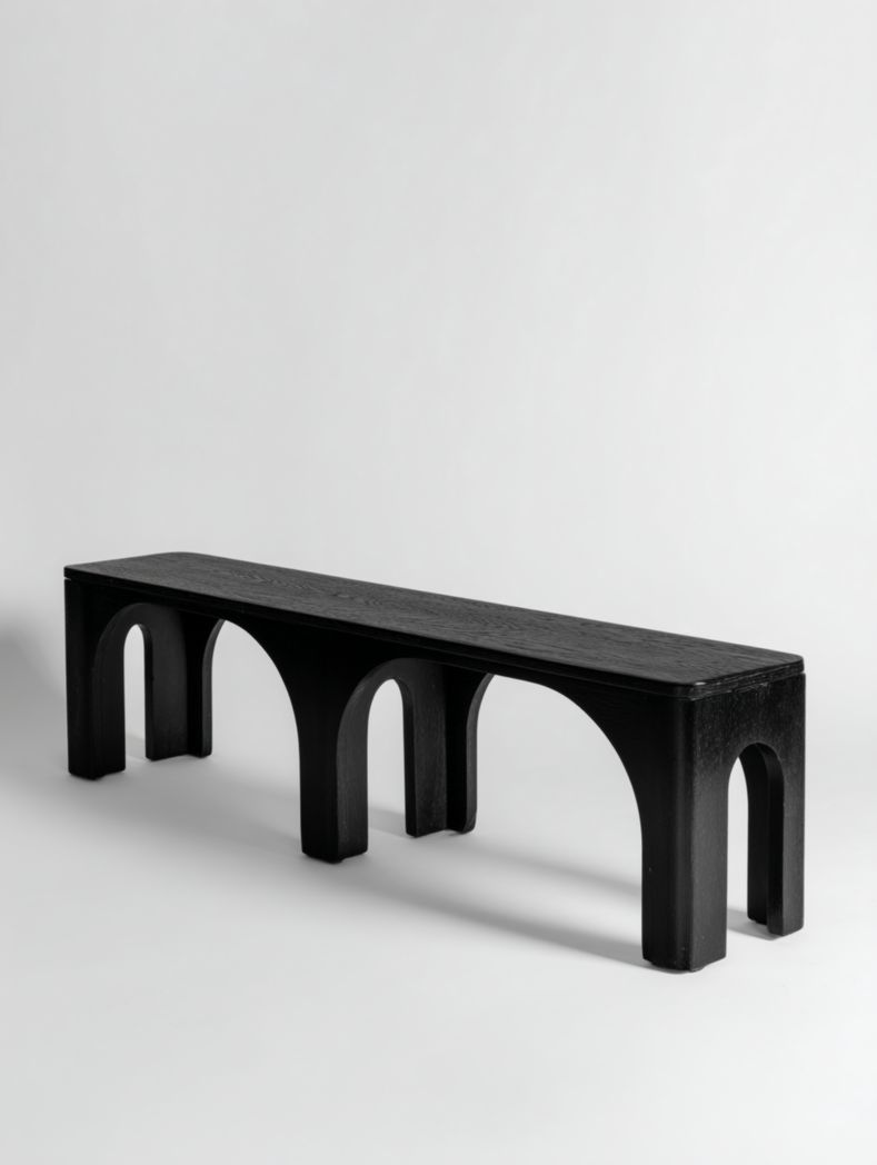 Banc en bois noir à arches design