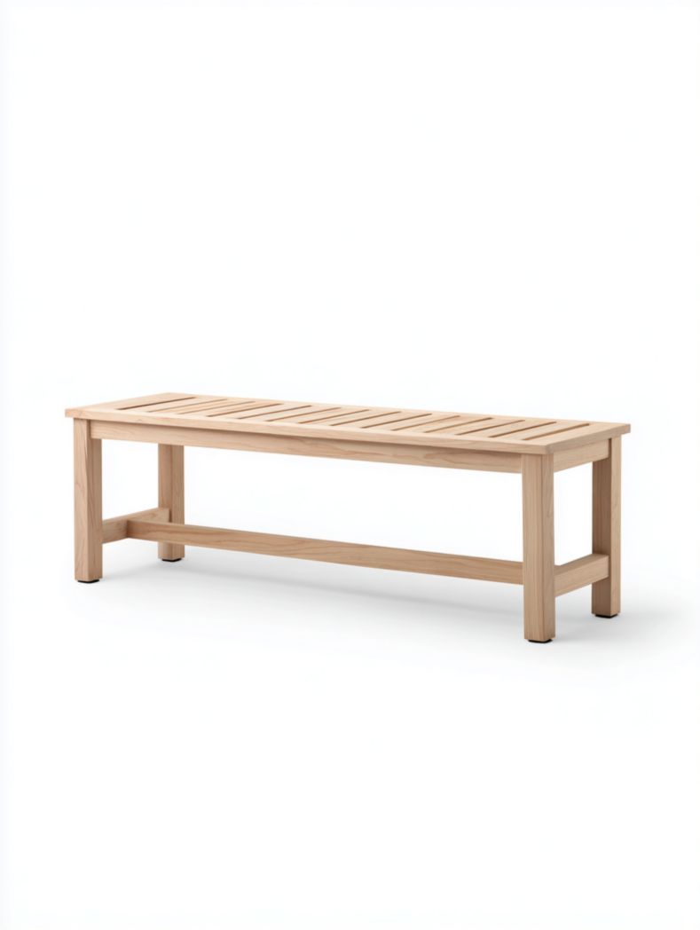 Banc en bois massif brun clair à lattes