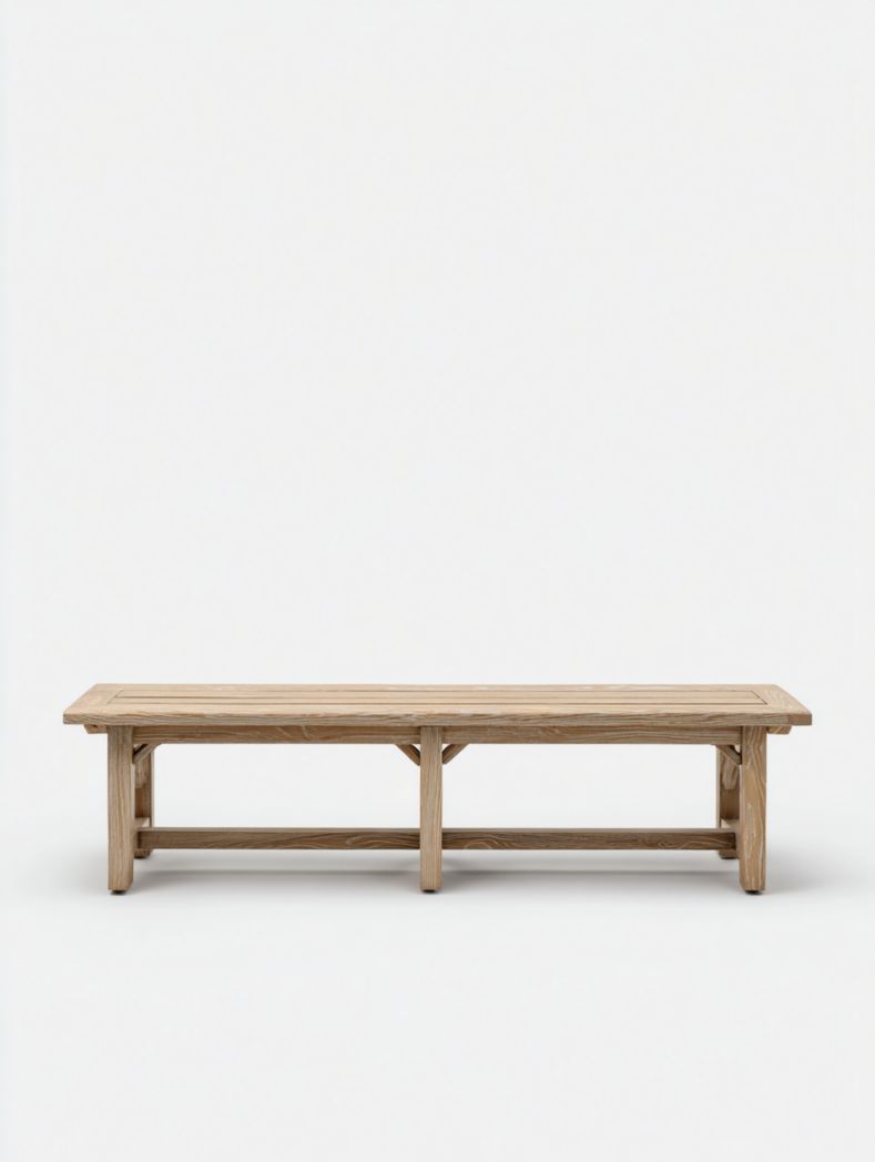 Banc rectangulaire en bois massif brun clair