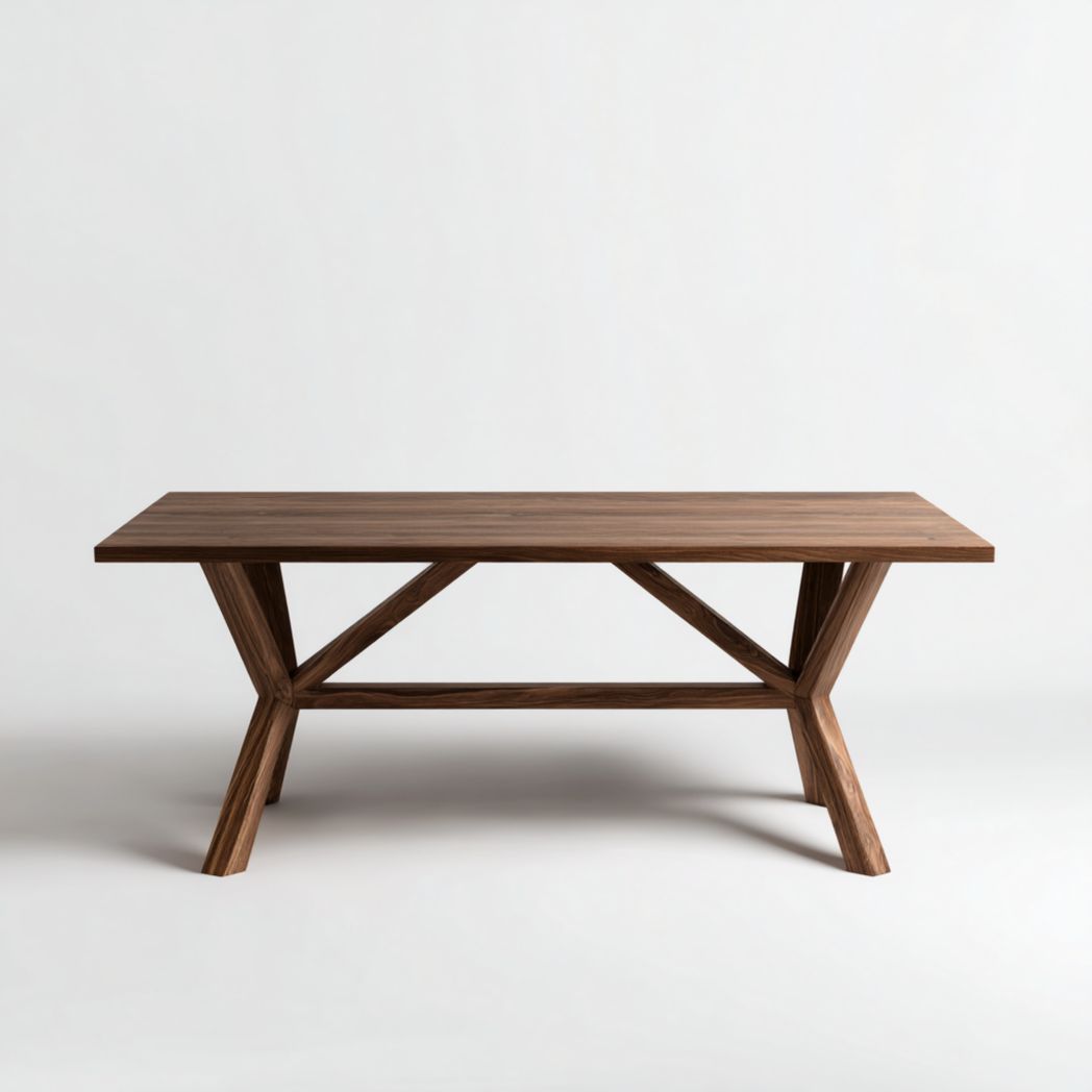 Grande table de salle à manger en bois massif couleur marron foncé