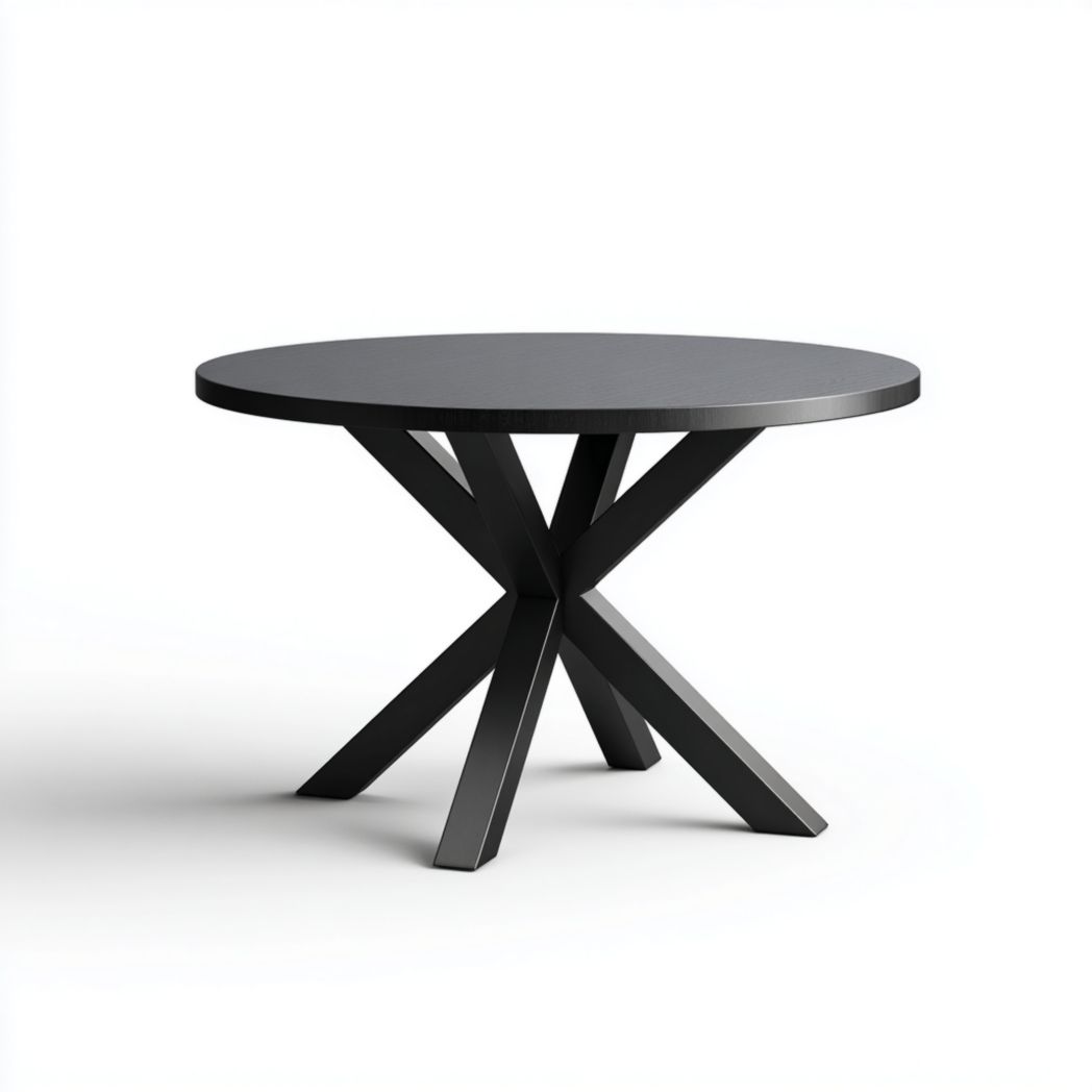 Table de jardin ronde noire avec pieds croisés