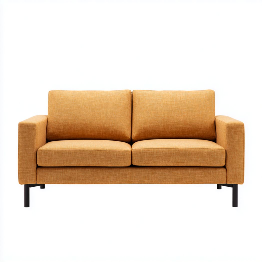 Canapé 2 places en tissu orange avec pieds noirs