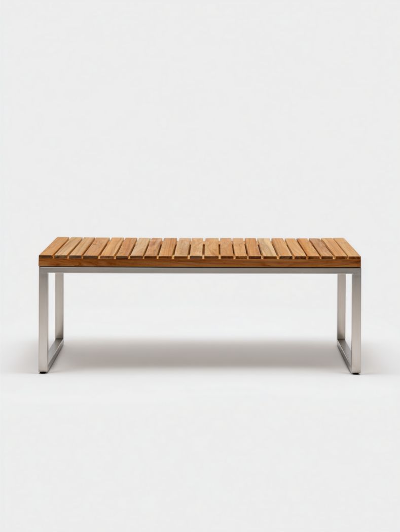 Banc à pieds métalliques brun clair