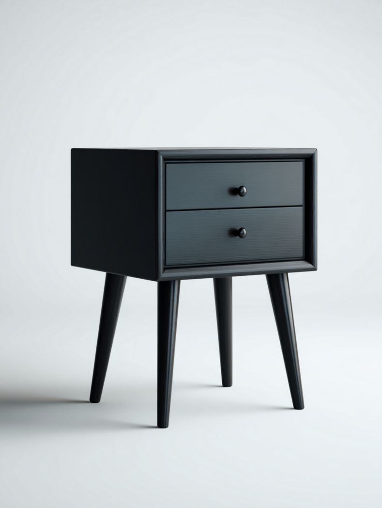 Table de chevet en bois avec deux tiroirs