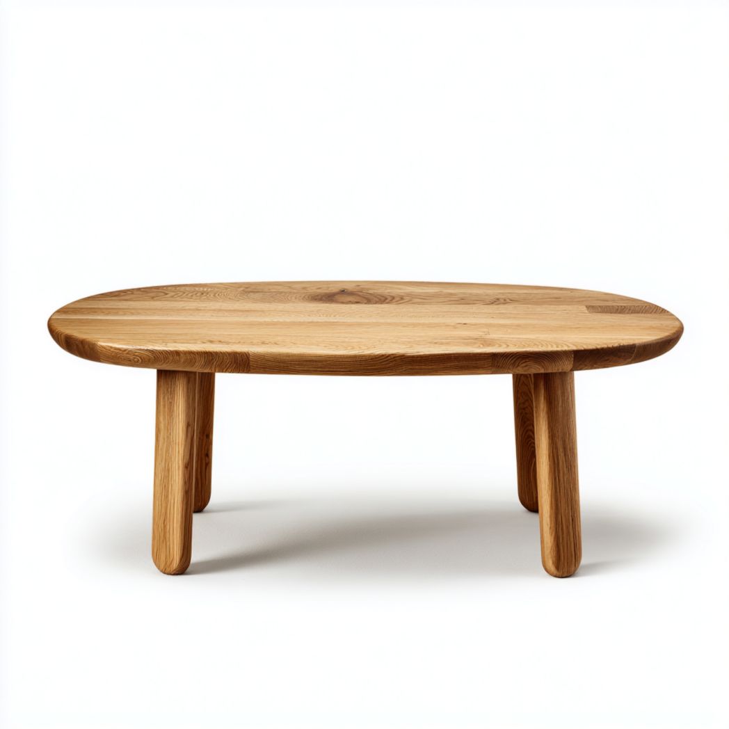 Table basse ovale en bois marron clair