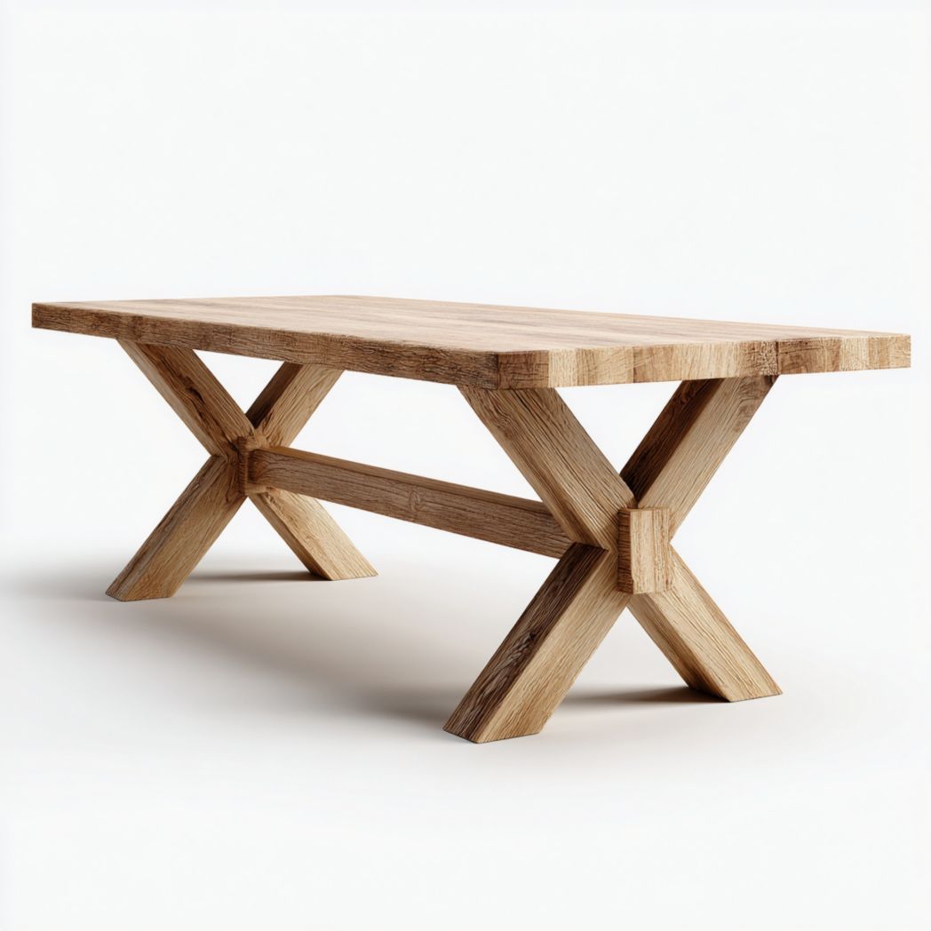 Table de salle à manger en bois massif marron clair