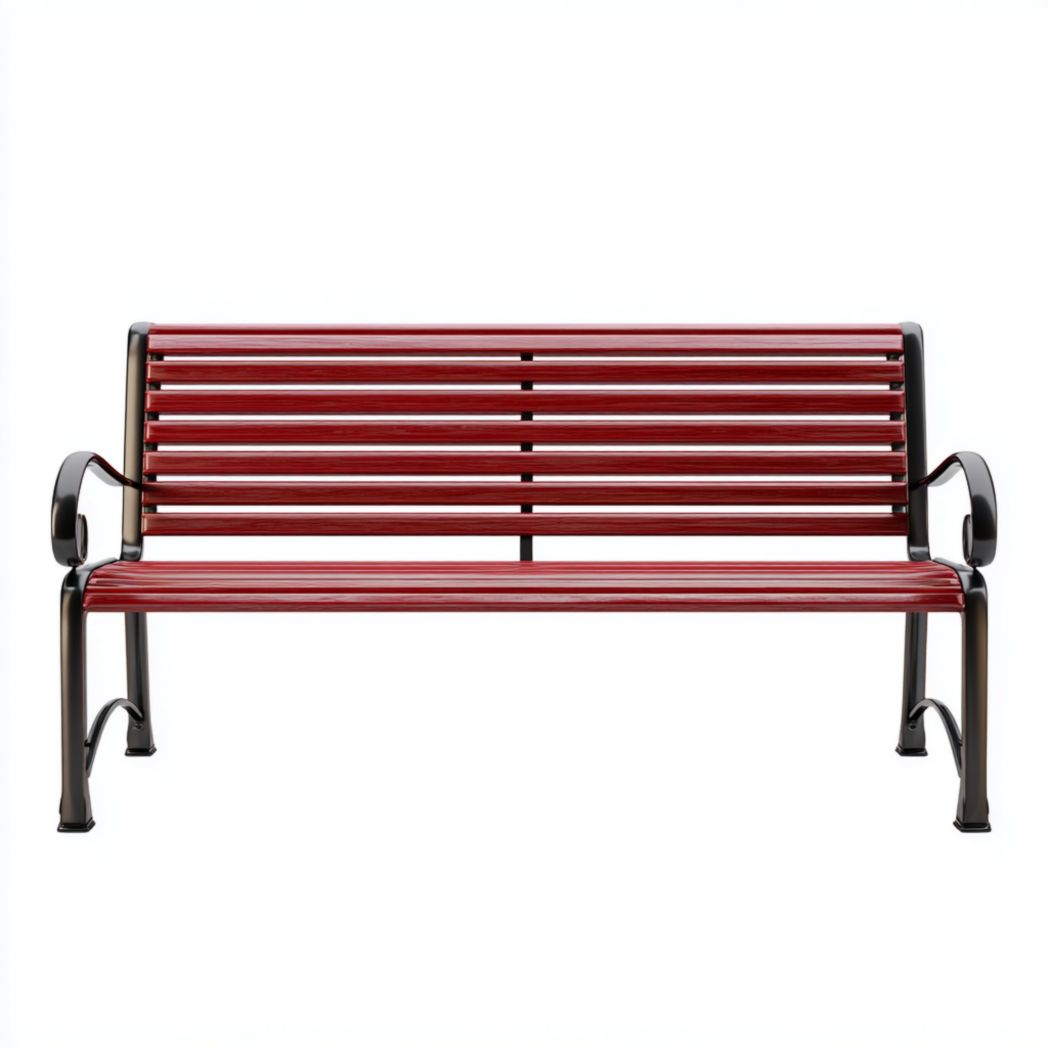 Banc en métal rouge et noir avec dossier 2 places