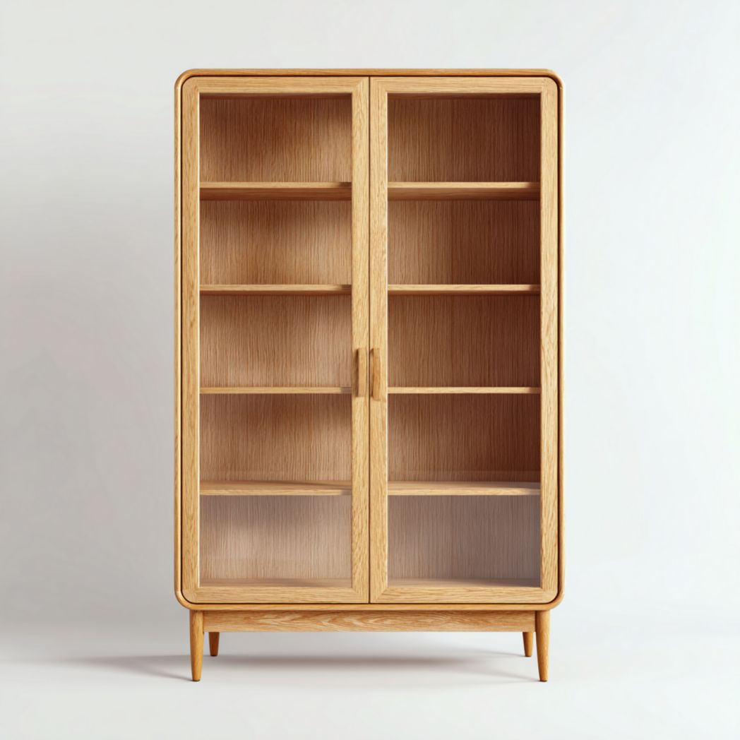 Bibliothèque en bois avec portes vitrées